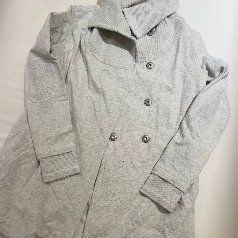 Lululemon Heathered‎ Gray Double Breasted Snap Wrap Jacket Funnel Neck